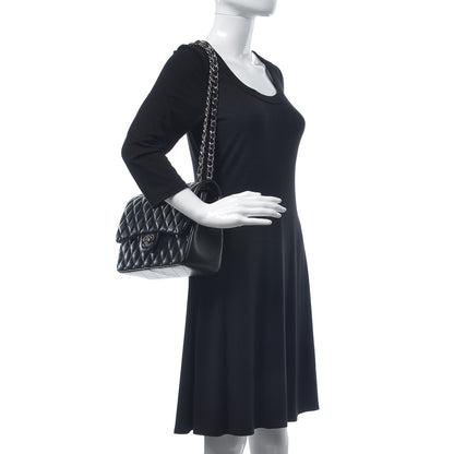 Chanel Lambskin Quilted Jumbo Double Flap Black 2 of 9