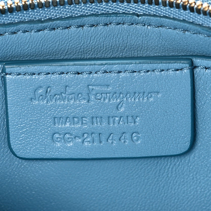 Salvatore Ferragamo Woven Calfskin Viva Bow Shoulder Bag Blue 8 of 11