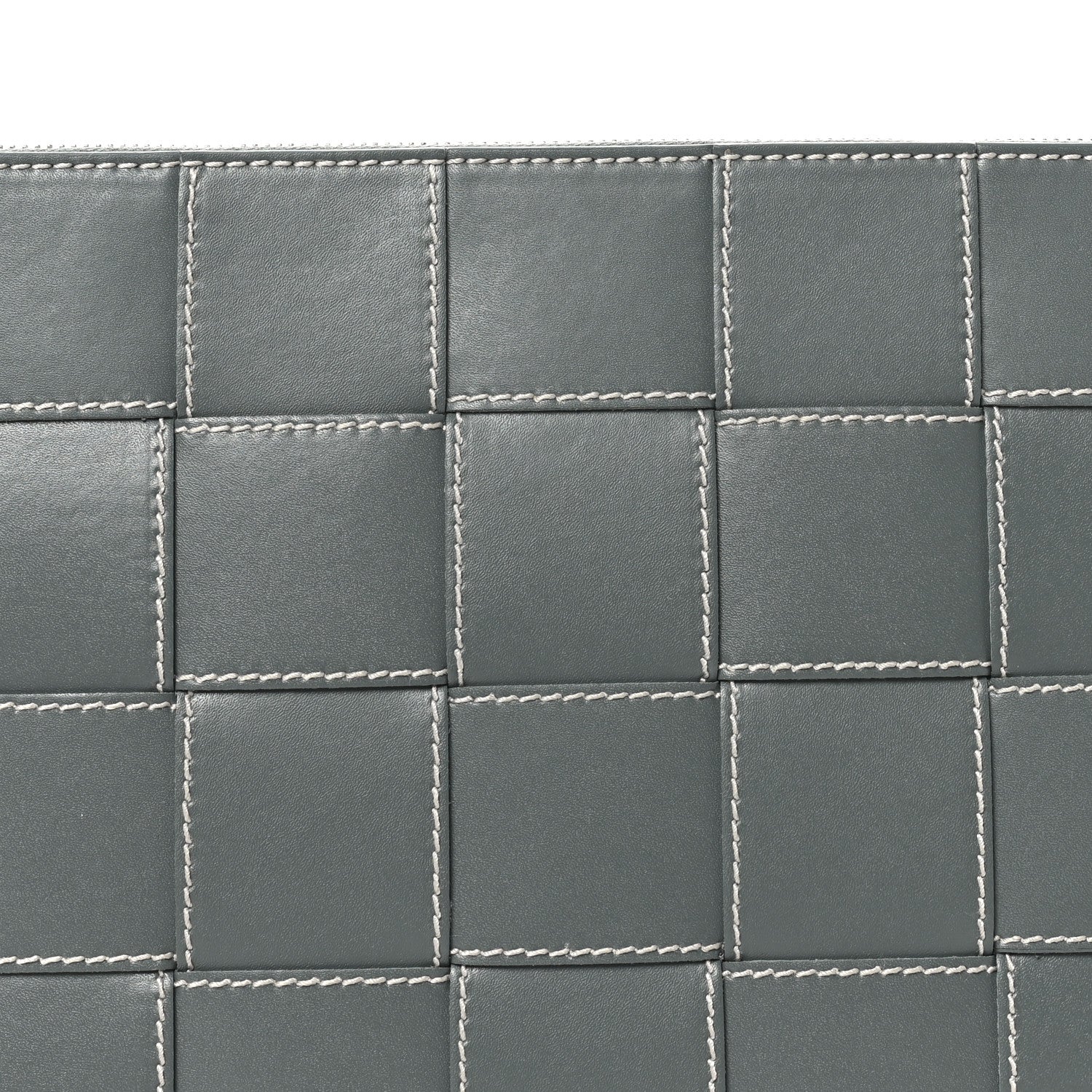 Bottega Veneta Urban Calfskin Maxi Intrecciato Large Cassette Wristlet Pouch Slate Natural 7 of 7