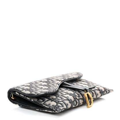 Christian Dior Oblique Saddle Chain Long Wallet Blue 5 of 14