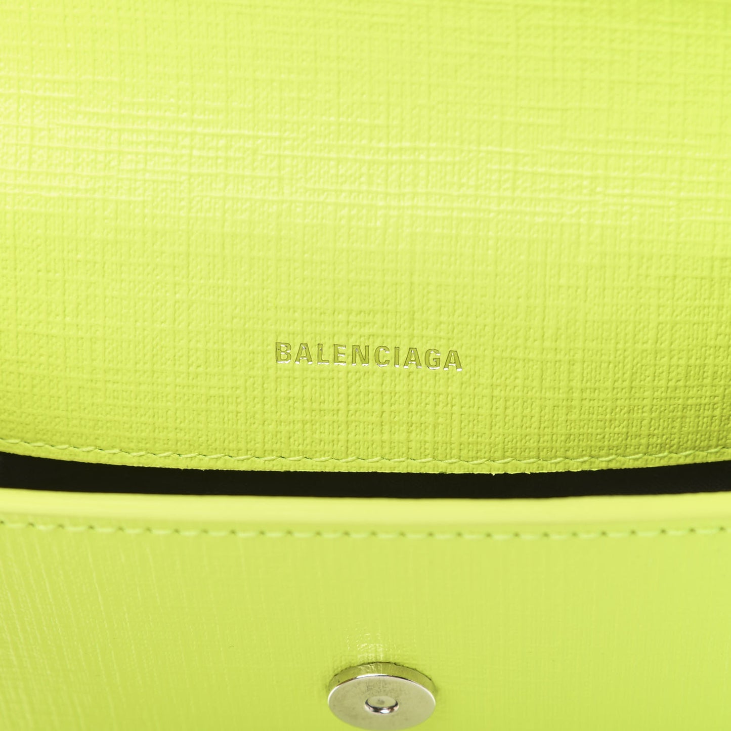 Squared Calfskin Logo Shopping Envelope Clutch Acid Green