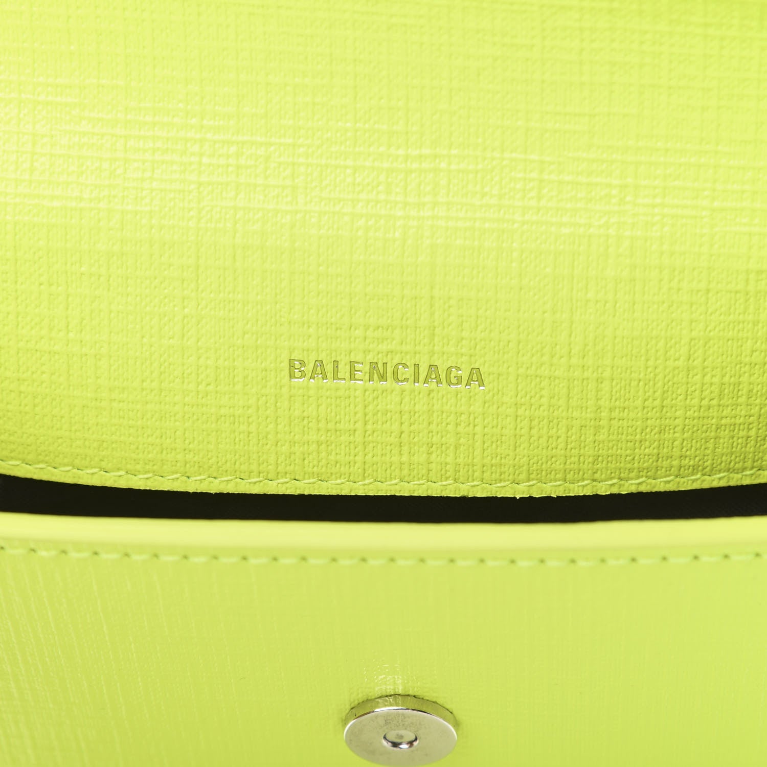 Balenciaga Squared Calfskin Logo Shopping Envelope Clutch Acid Green 6 of 7
