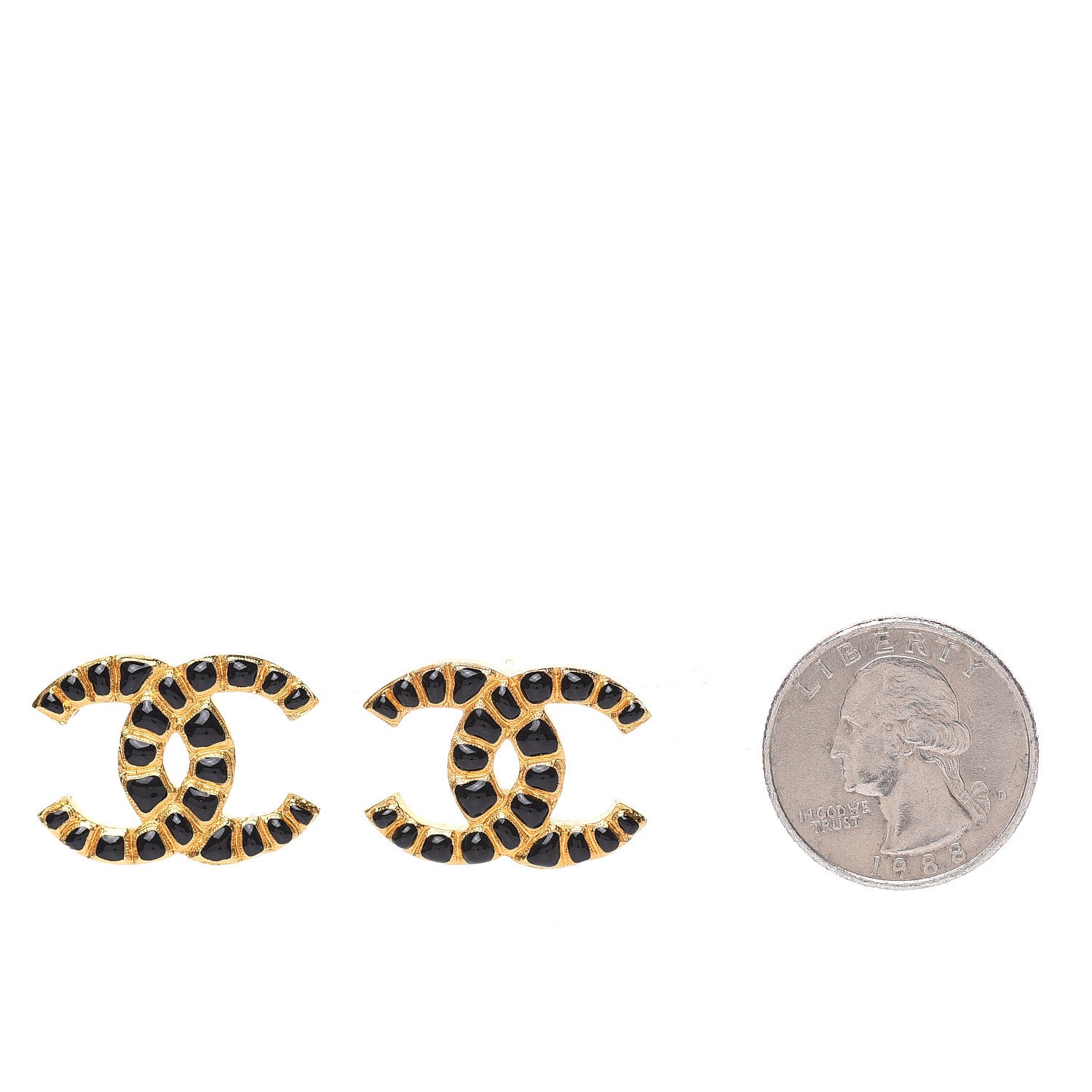 Chanel Resin Along The Nile CC Earrings Gold Black 2 of 5