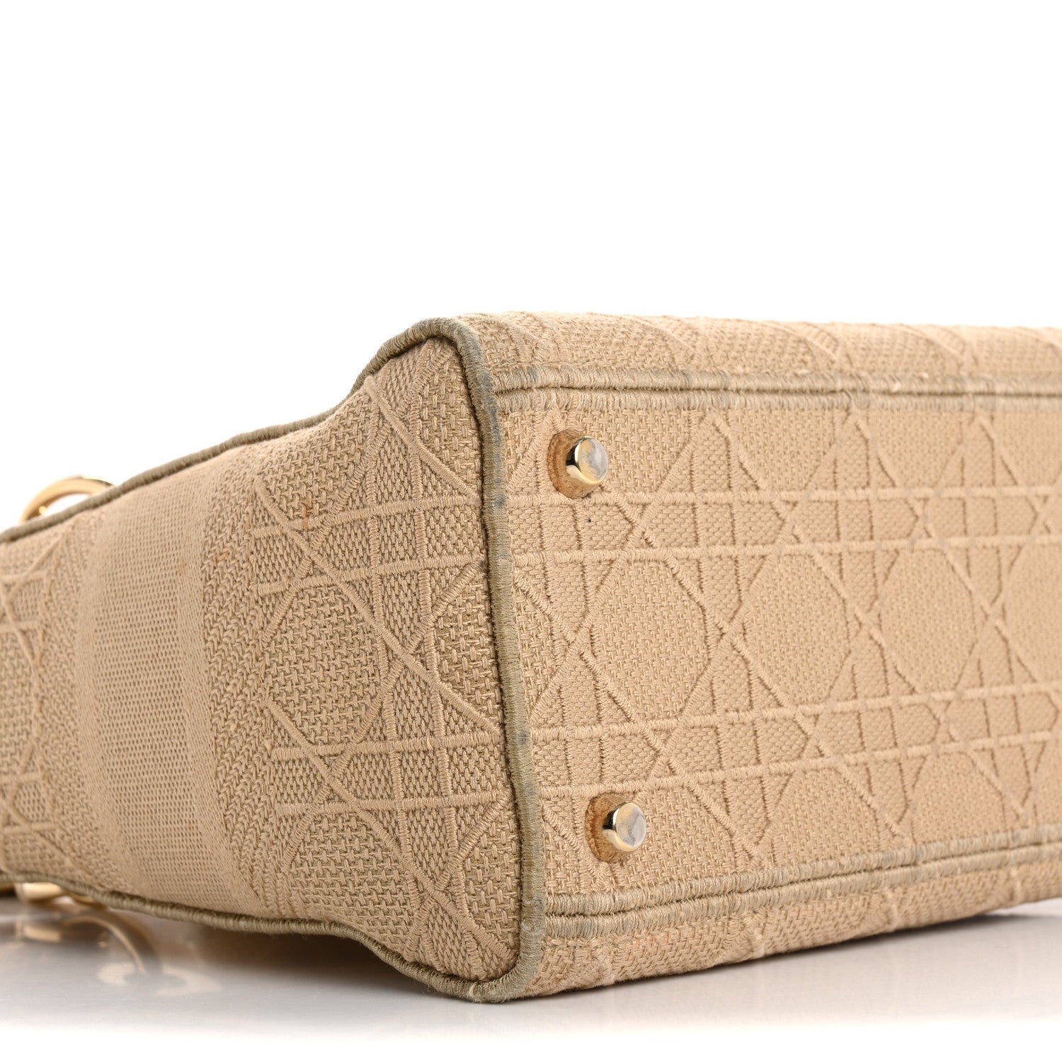 Christian Dior Canvas Embroidered Medium Lady D-Lite Beige 9 of 22