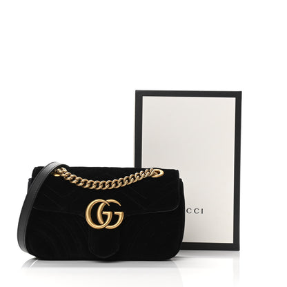 Gucci Velvet Matelasse Mini GG Marmont Shoulder Bag Black 10 of 10