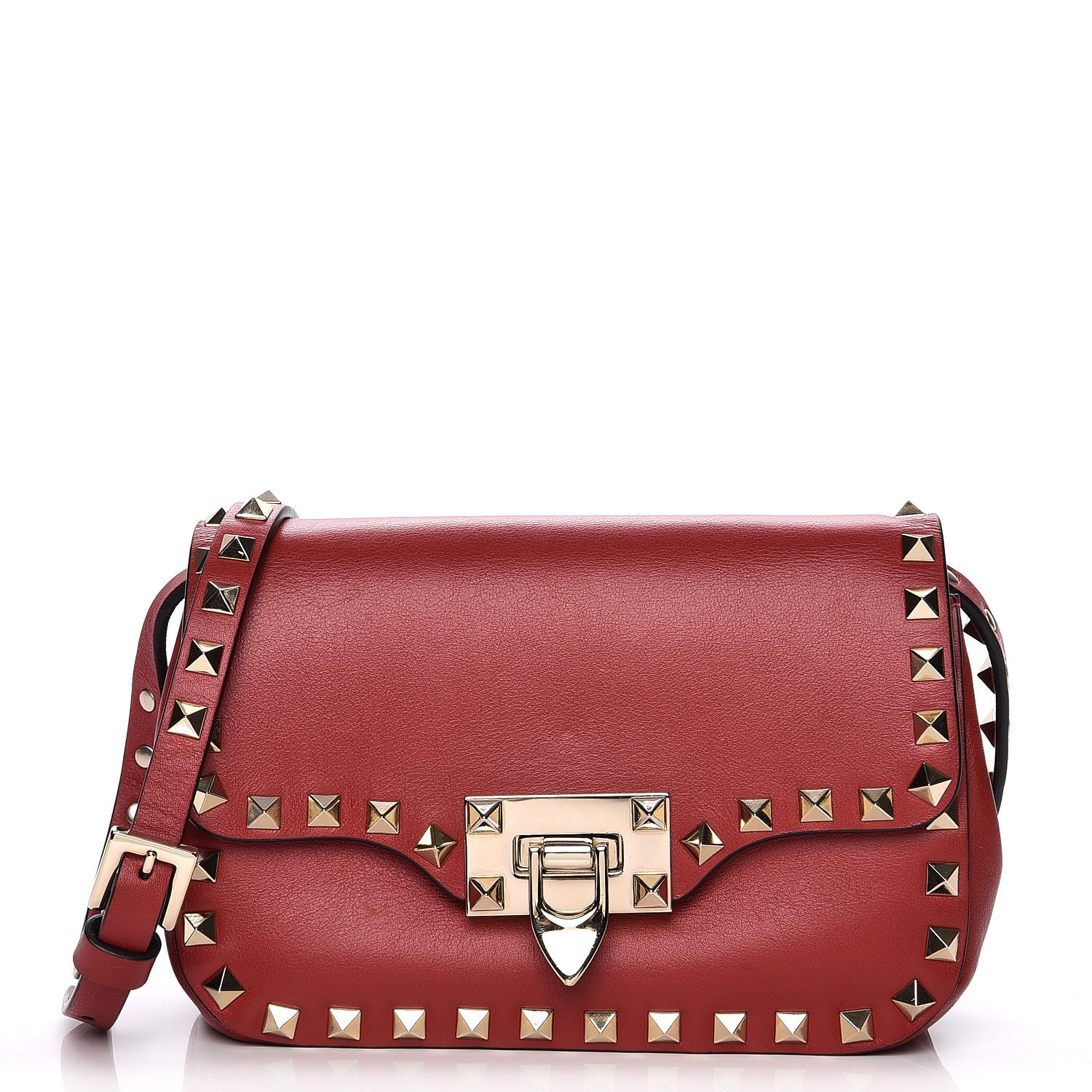Valentino Garavani Vitello Mini Rockstud Flap Saddle Crossbody Bag Rosso Valentino 1 of 8