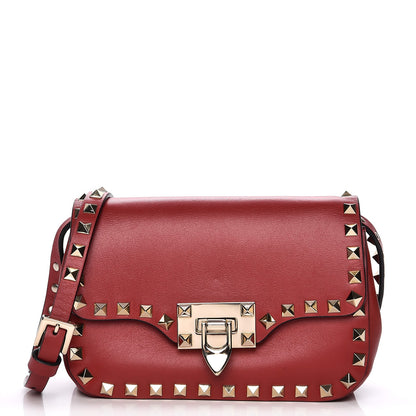 Valentino Garavani Vitello Mini Rockstud Flap Saddle Crossbody Bag Rosso Valentino 1 of 8