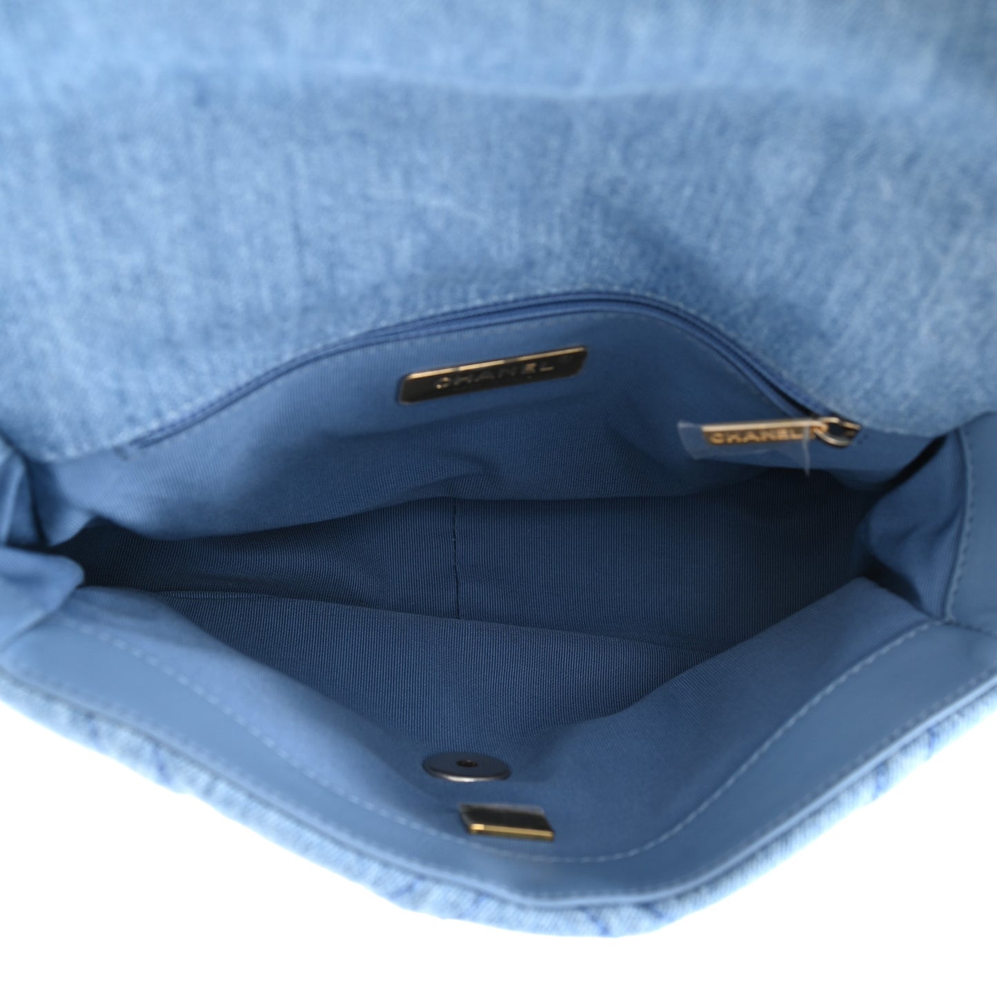 Denim Quilted Medium Chanel 19 Flap Blue