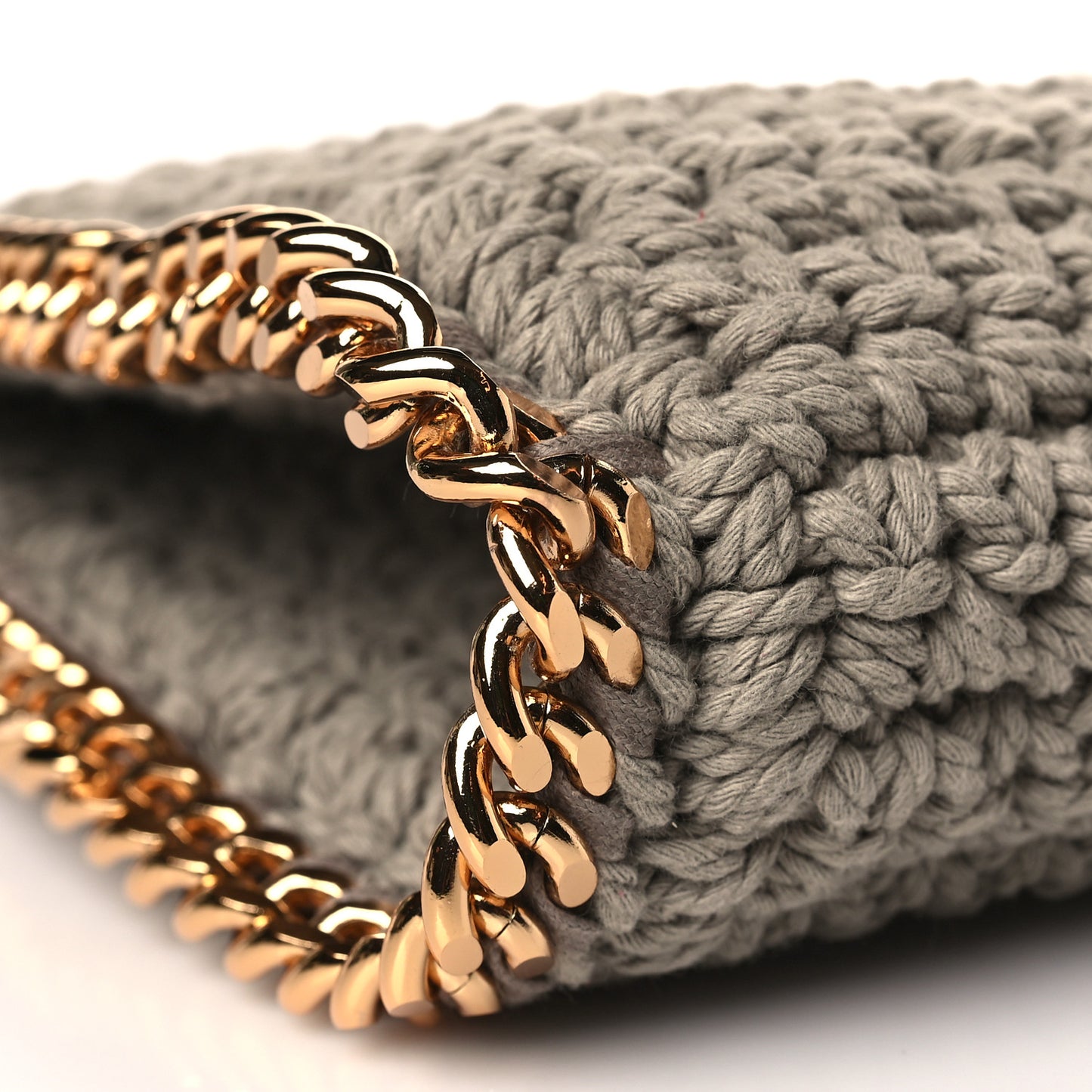 Cotton Crochet Mini Falabella Tote Taupe