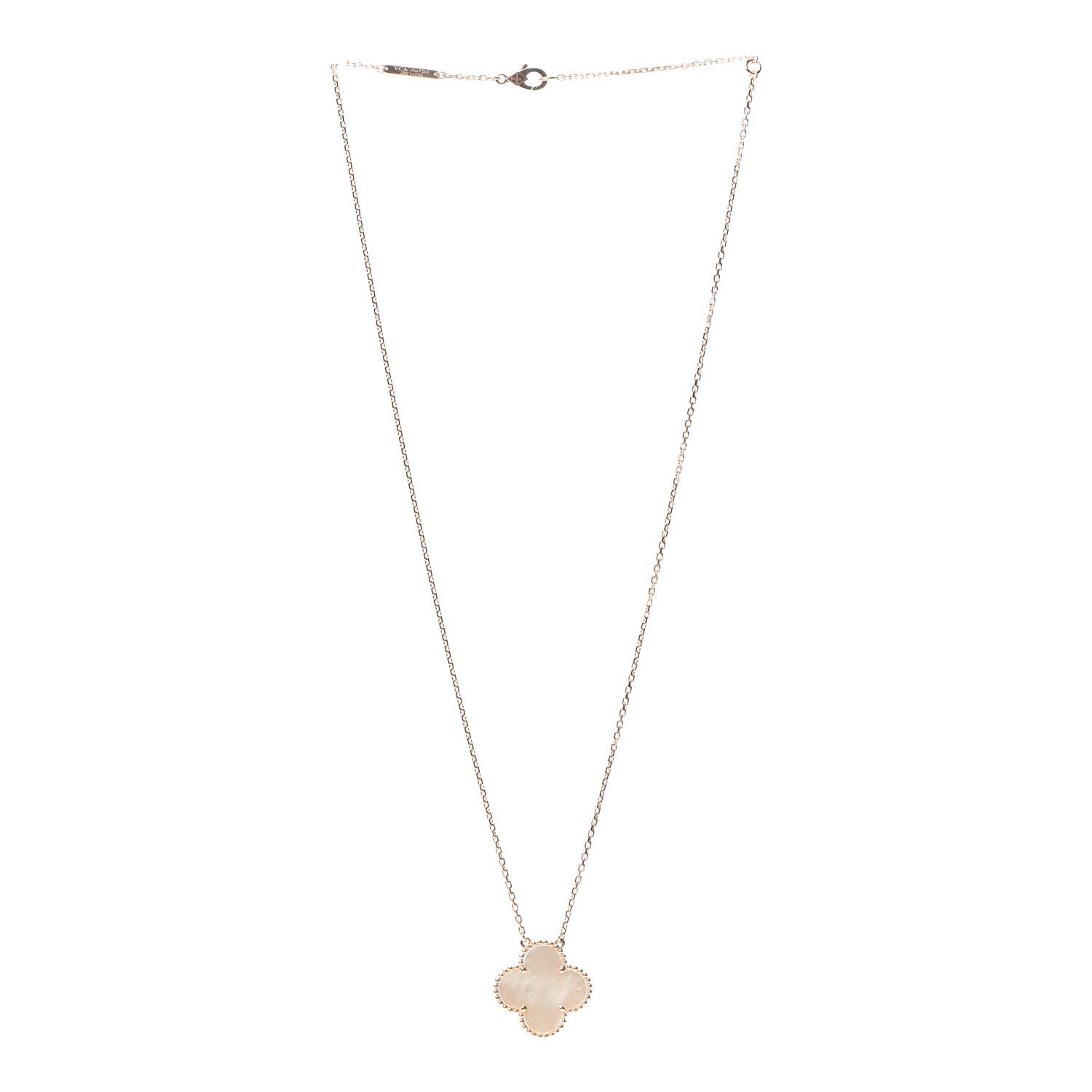 Van Cleef & Arpels 18K Rose Gold Mother of Pearl Magic Alhambra Pendant Necklace 3 of 8