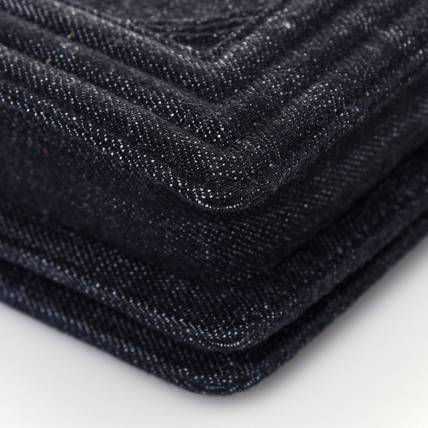 Denim Quilted Boy Clutch With Removable Chain Black