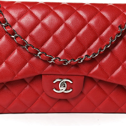 Chanel Caviar Quilted Jumbo Double Flap Red 9 of 11