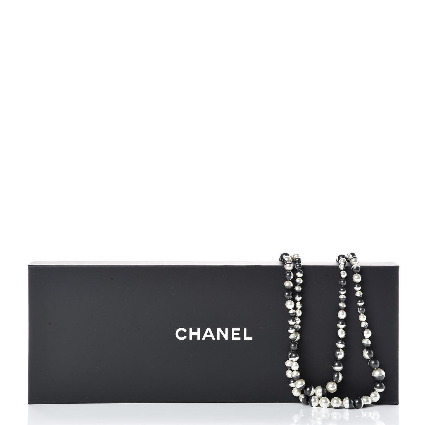 Pearl Bead CC Long Necklace Silver Grey