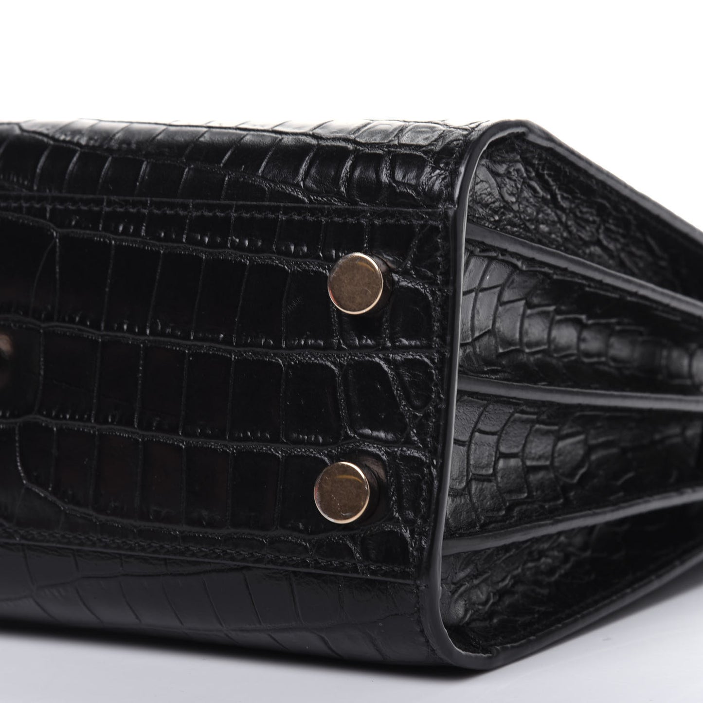 Calfskin Crocodile Embossed Nano Sac De Jour Black