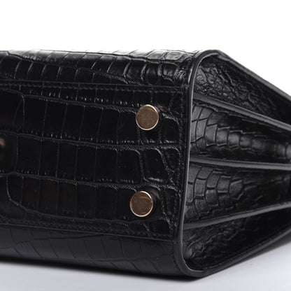 Saint Laurent Calfskin Crocodile Embossed Nano Sac De Jour Black 12 of 15