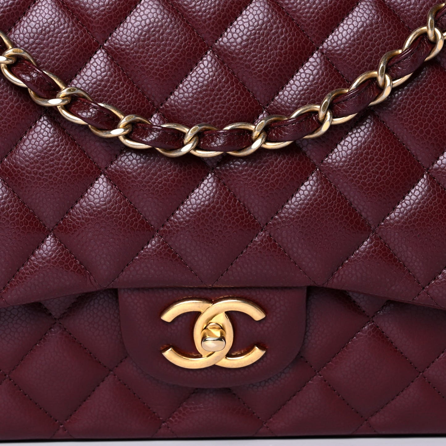 Caviar Quilted Maxi Double Flap Burgundy
