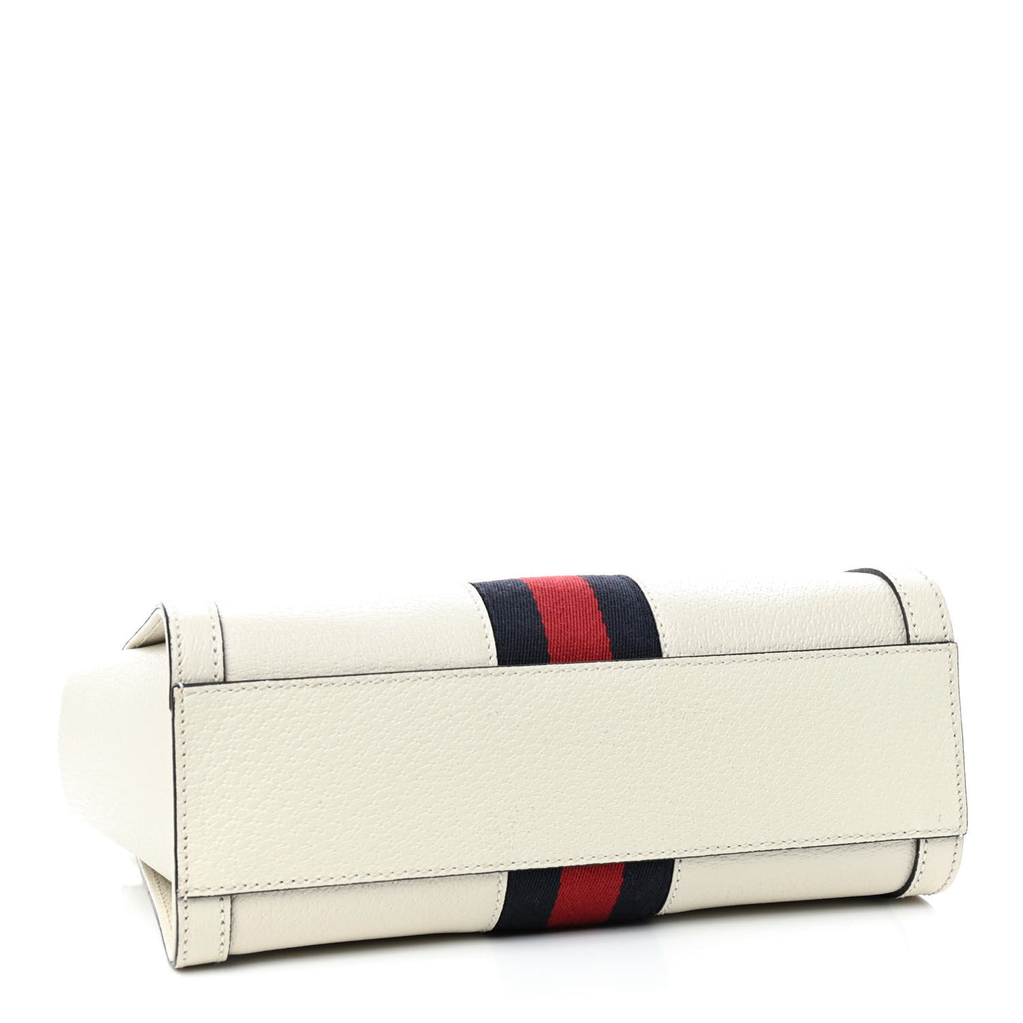 Textured Calfskin Web Small Ophidia Tote Bag Mystic White