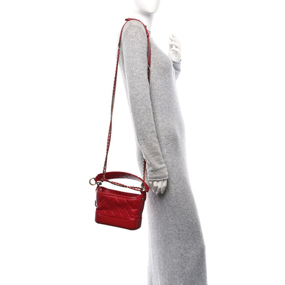 Chanel Aged Smooth Calfskin Quilted Medium Gabrielle Logo Hobo Red 2 of 10