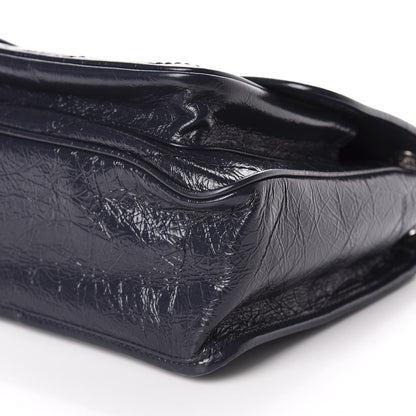 Saint Laurent Crinkled Calfskin Matelasse Monogram Medium Niki Chain Satchel Deep Marine 7 of 11