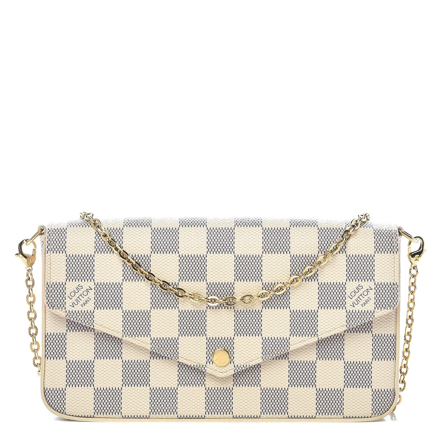 Louis Vuitton Damier Azur Pochette Felicie Chain Wallet Rose Ballerine 1 of 10