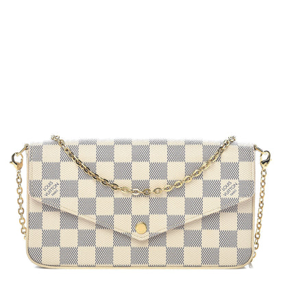 Louis Vuitton Damier Azur Pochette Felicie Chain Wallet Rose Ballerine 1 of 10
