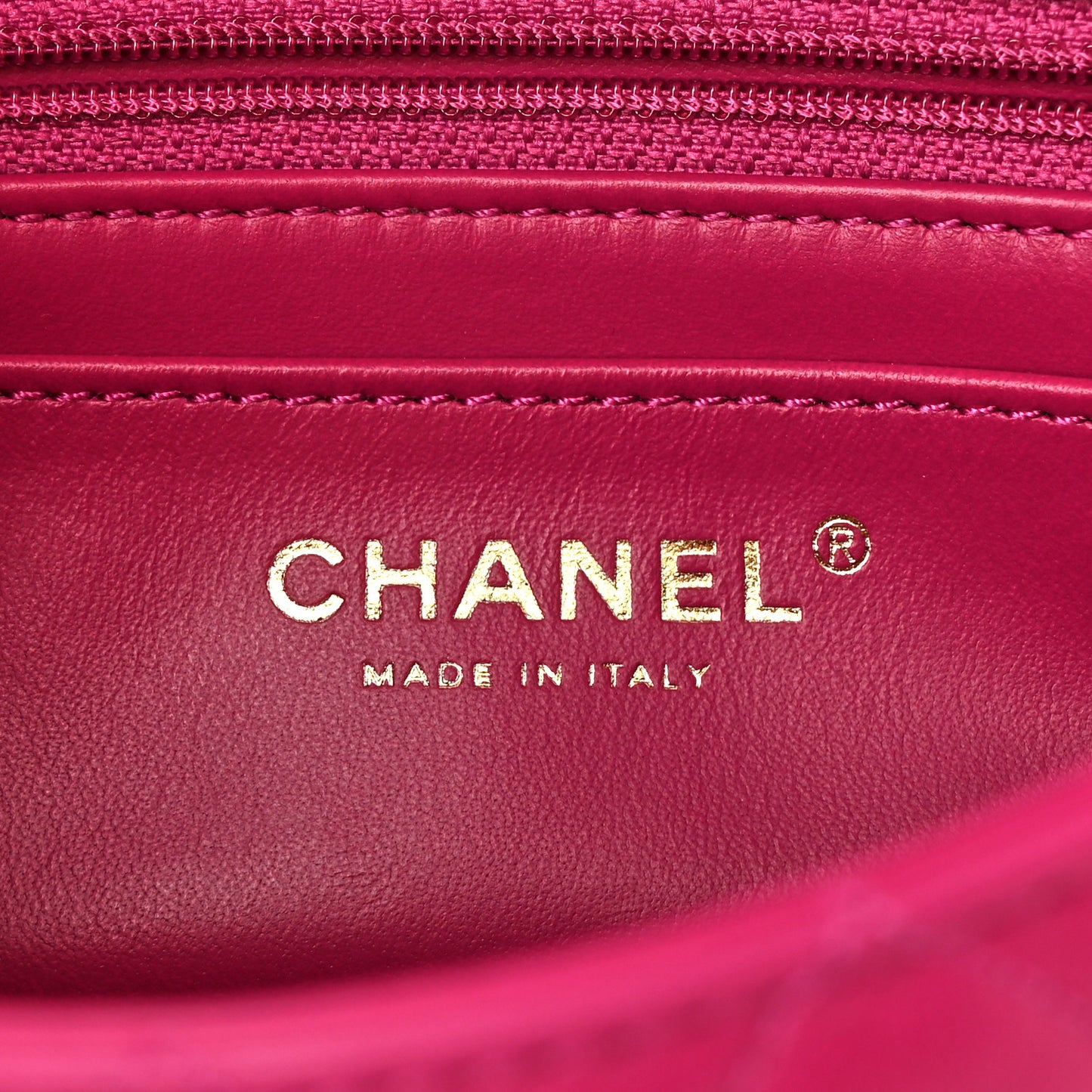 Lambskin Quilted Mini Rectangular Pearl Crush Flap Fuchsia