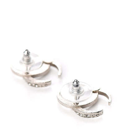 Chanel Crystal CC Moon Earrings Silver 3 of 4