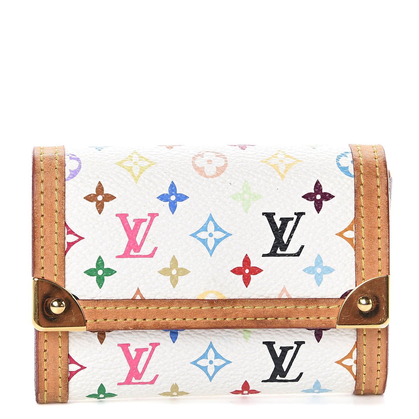 Monogram Multicolor Porte-Monnaie Plat Coin Purse White