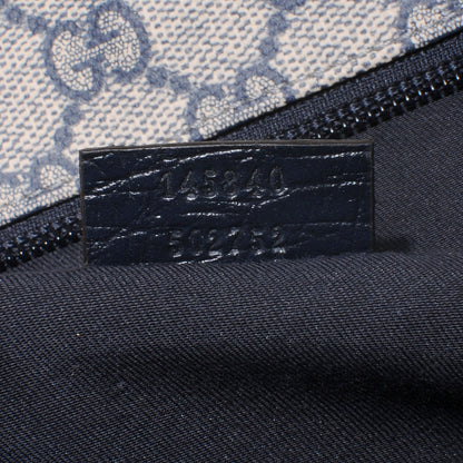 Gucci GG Plus Monogram Vintage Web Large Flap Messenger Bag Beige Navy Blue 8 of 8