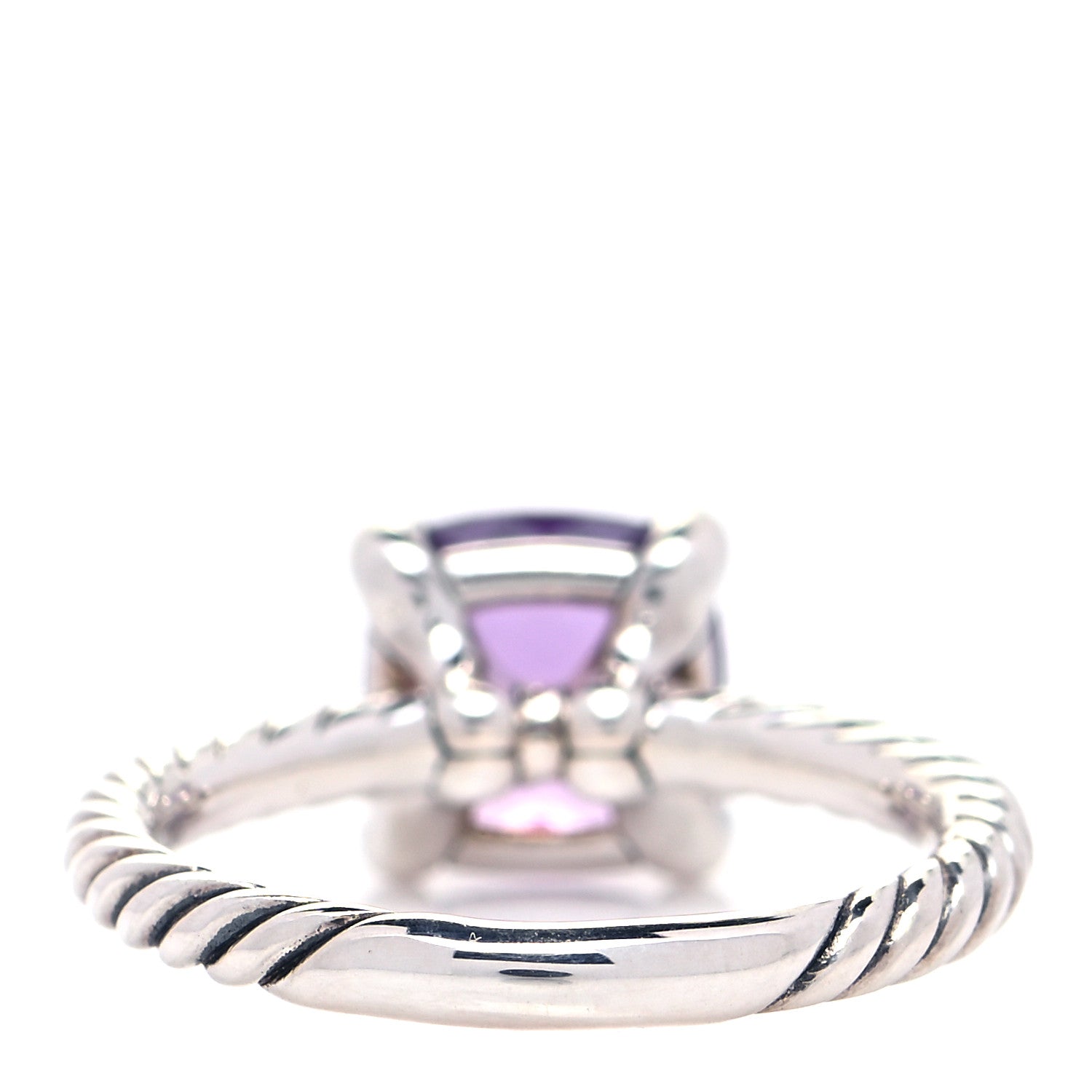 David Yurman Sterling Silver Diamond Amethyst 8mm Chatelaine Ring 52 6 3 of 5