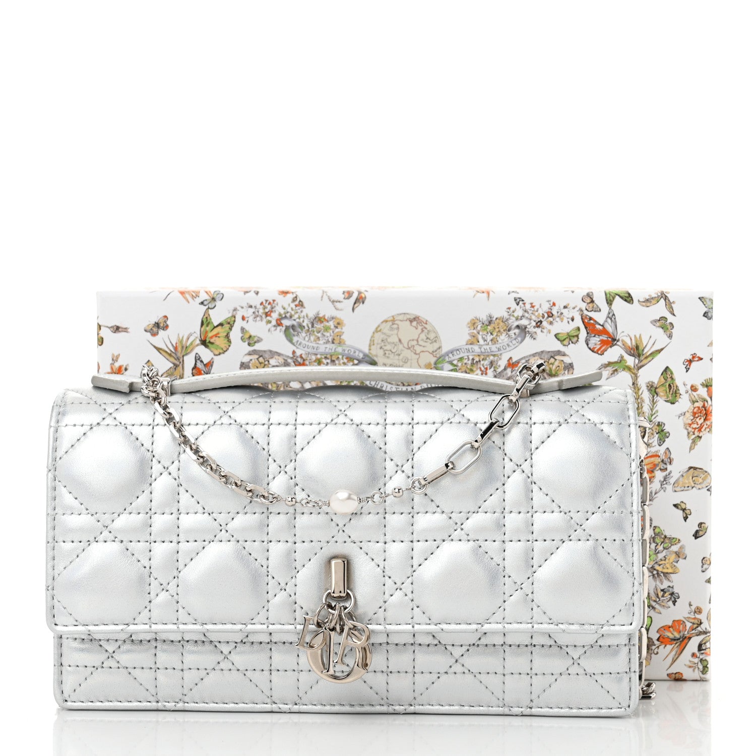 Christian Dior Iridescent Metallic Lambskin Cannage Mini My Dior Bag Silver 11 of 11