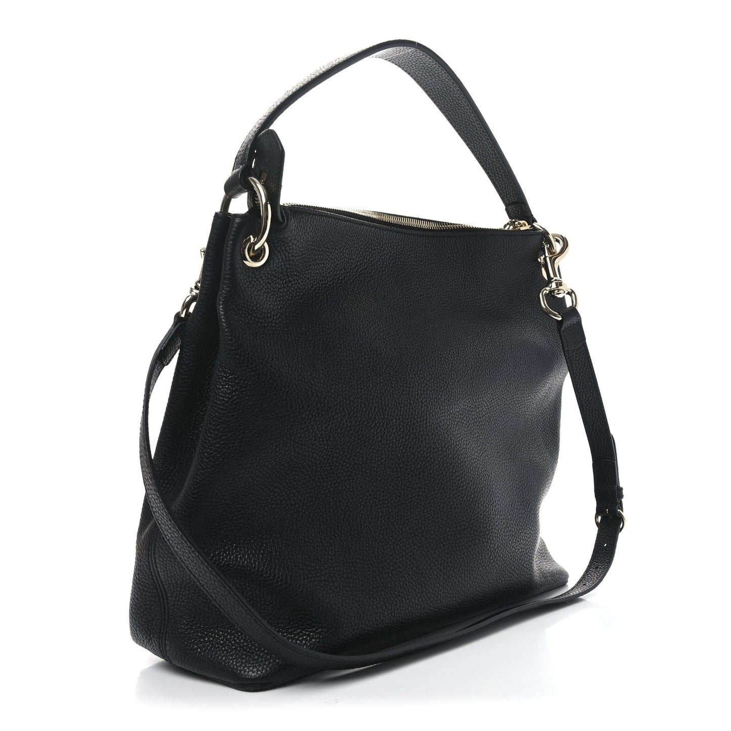 Pebbled Calfskin Large Soho Hobo Black