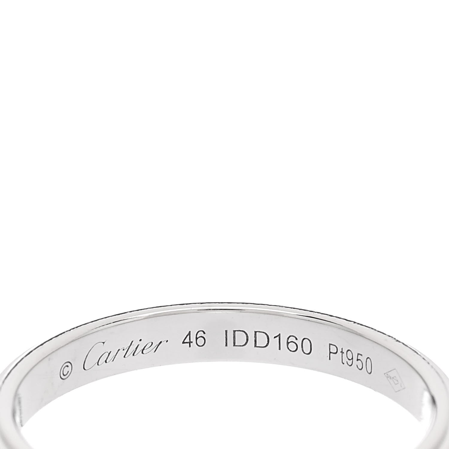 Cartier Platinum Diamond 2.3mm D'Amour Wedding Band Ring 46 3.75 4 of 4