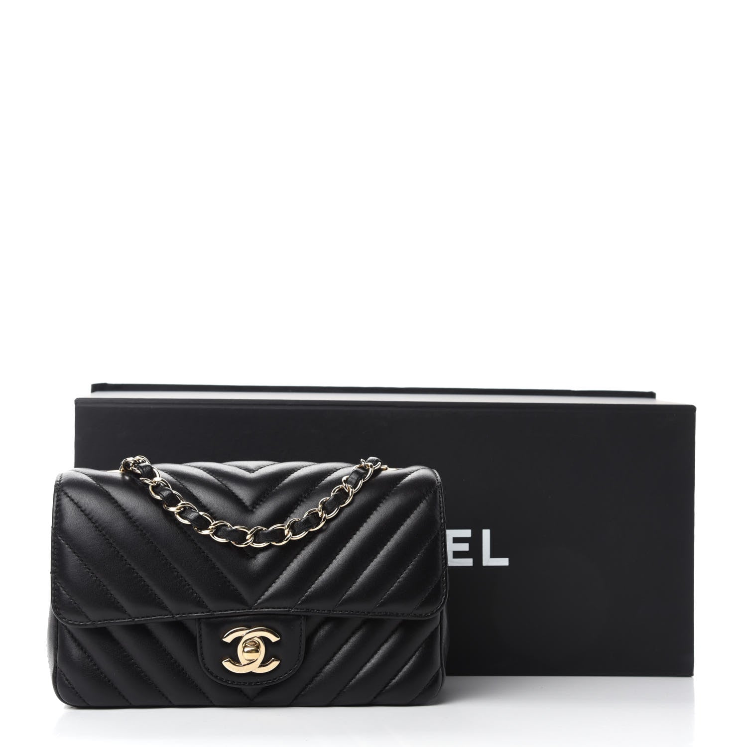 Chanel Lambskin Chevron Quilted Mini Rectangular Flap Black 11 of 11