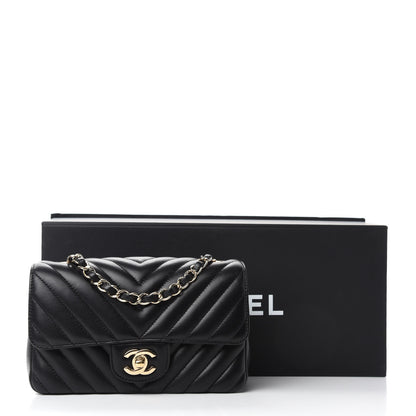 Chanel Lambskin Chevron Quilted Mini Rectangular Flap Black 11 of 11
