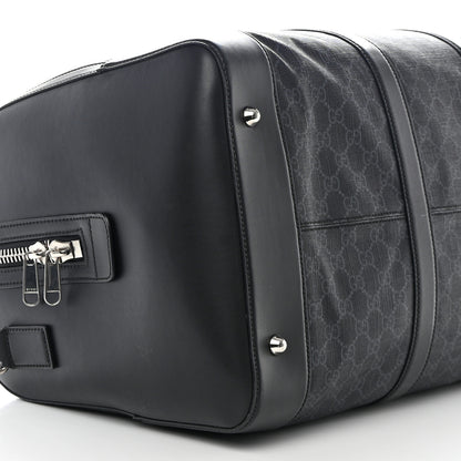Gucci Soft GG Supreme Monogram Appia Calfskin Web Large Carry On Duffle Bag Black Grey 9 of 10