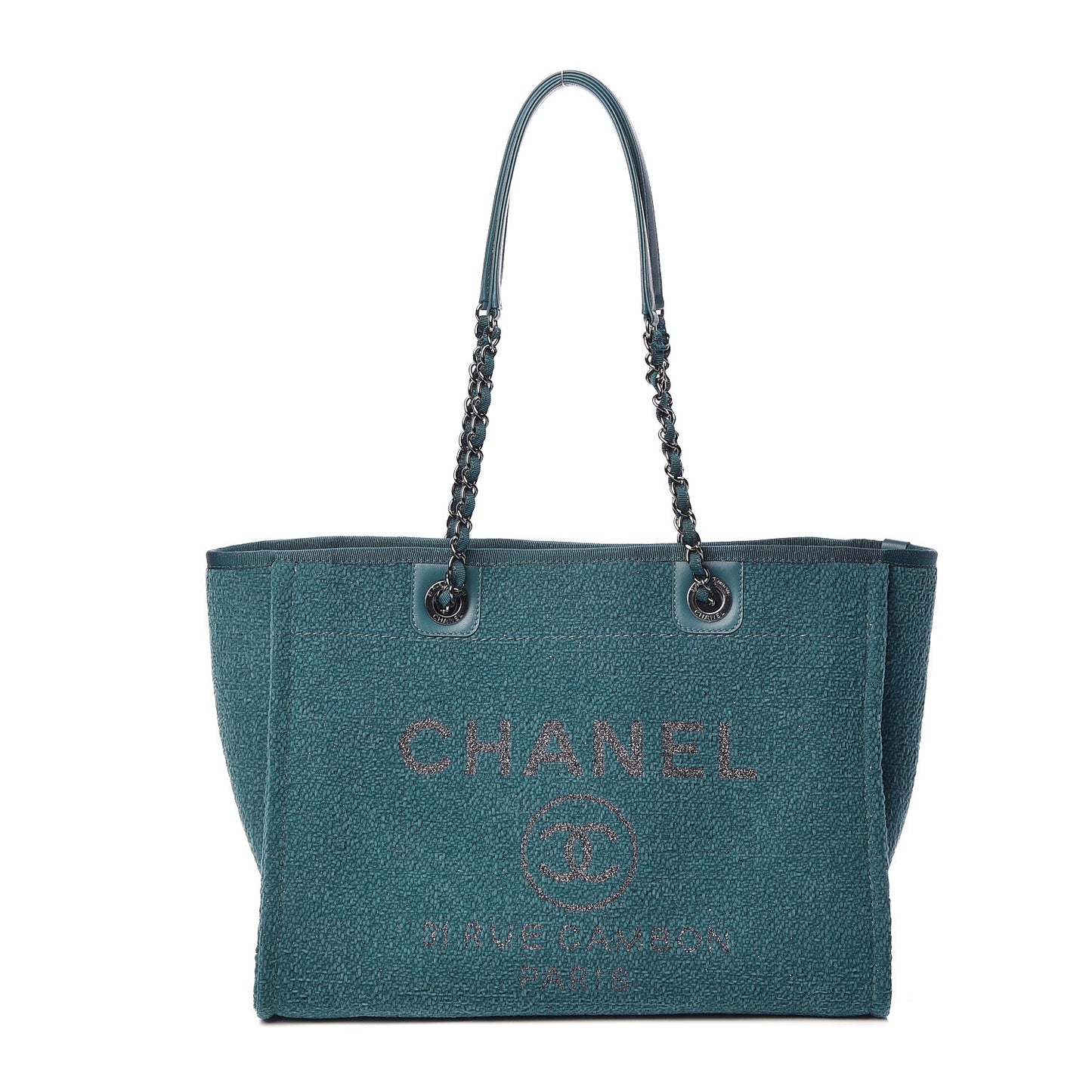 Lurex Boucle Small Deauville Tote Turquoise