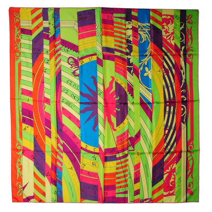Hermes Summer Twill Silk Astrologie Nouvelle Scarf 140 Vert Fluo Rose Indien Cobalt 2 of 6