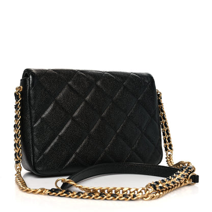 Chanel Shiny Caviar Quilted Small Chain Melody Flap Black 3 of 11