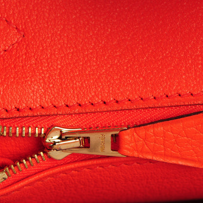 Hermes Taurillon Clemence Birkin 30 Orange Poppy 17 of 27