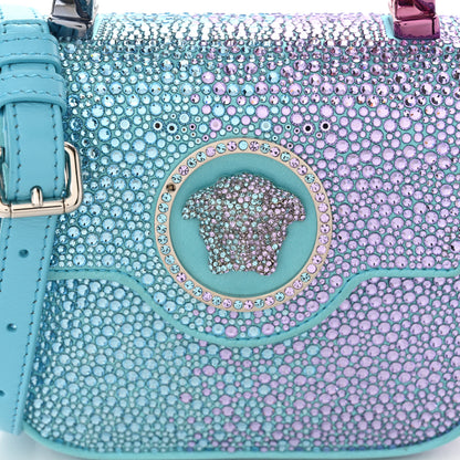 Versace Satin Crystal Studded Mini La Medusa Bag Blue 9 of 11