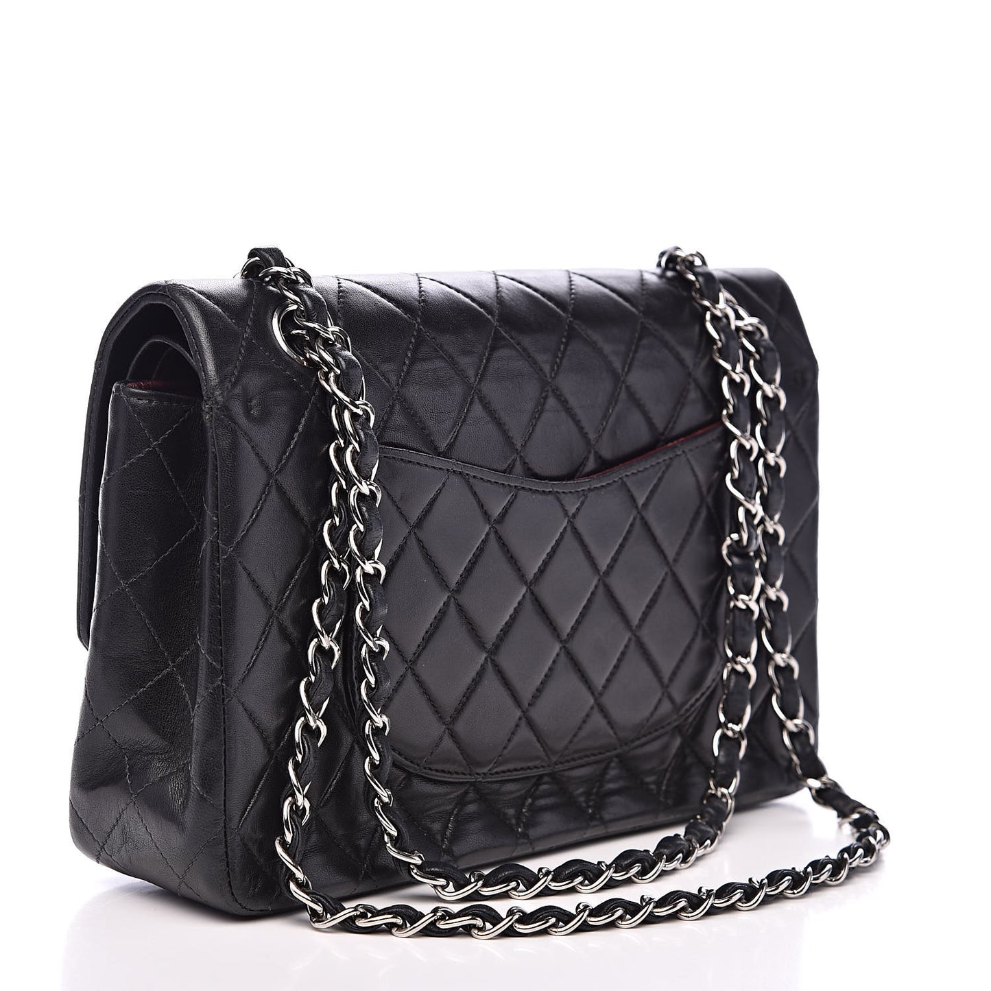 Lambskin Quilted Medium Double Flap Black