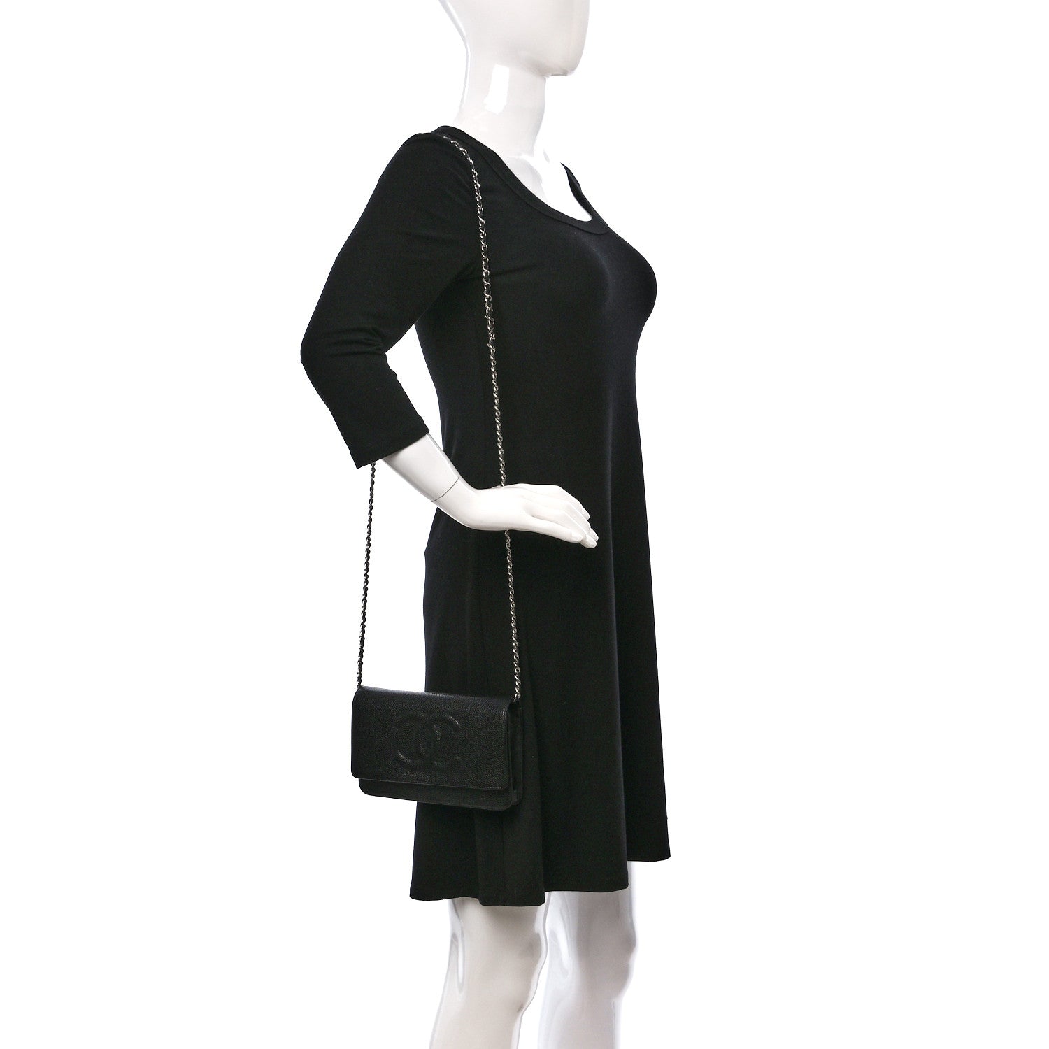 Chanel Caviar Timeless CC Wallet on Chain WOC Black 2 of 10