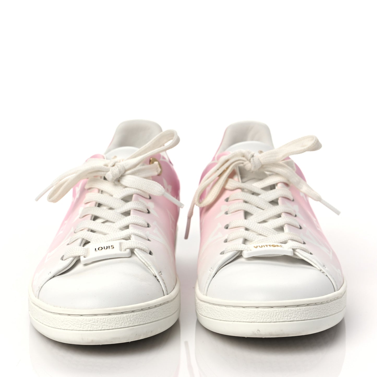 Calfskin Monogram Frontrow Sneakers 37.5 White Pink