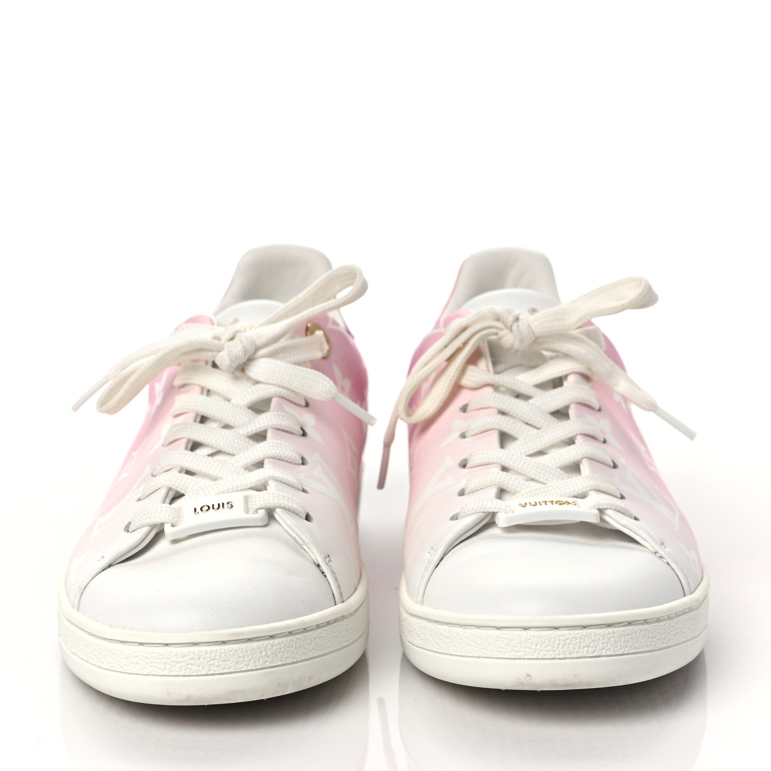 Louis Vuitton Calfskin Monogram Frontrow Sneakers 37.5 White Pink 2 of 9