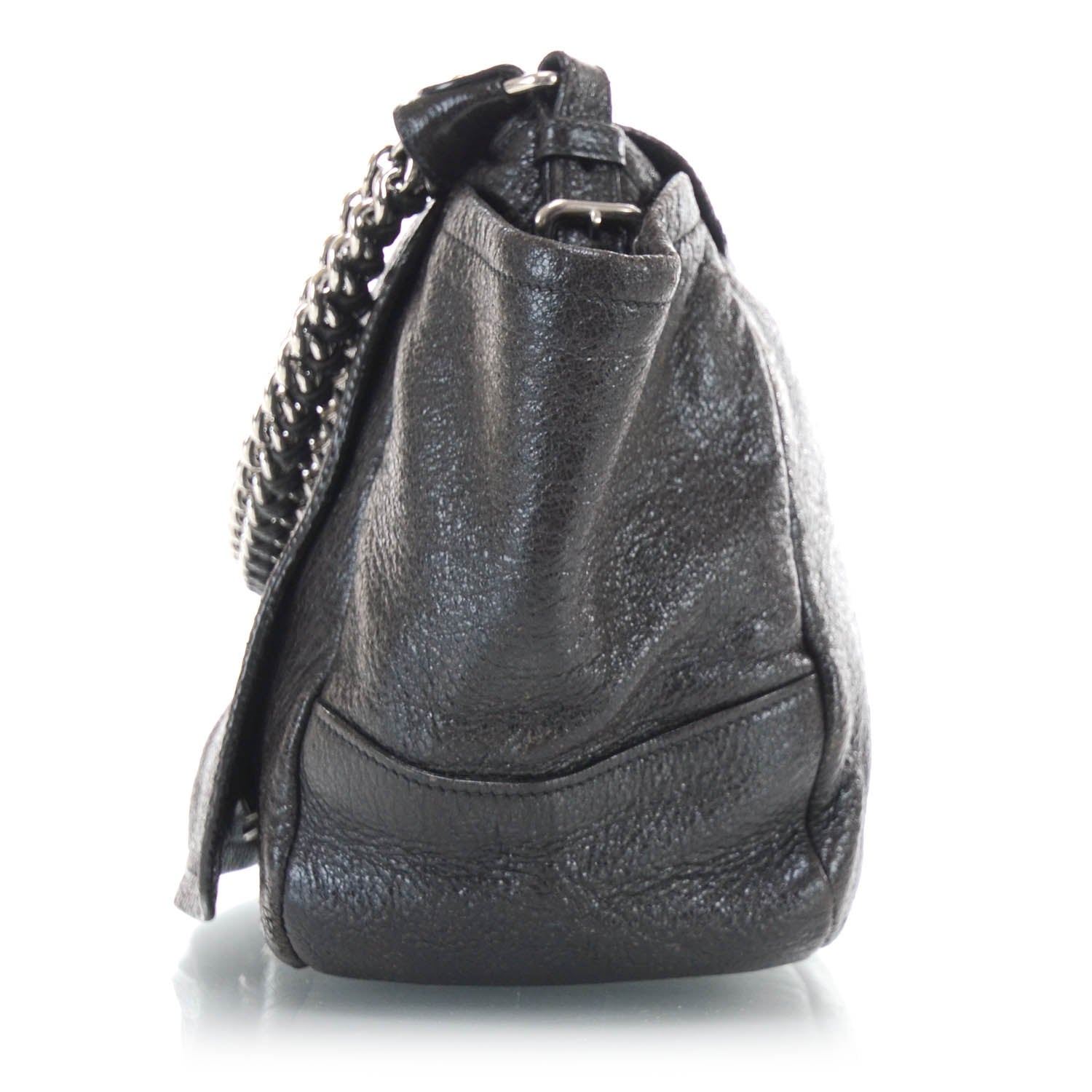 Prada Cervo Lux Chain Flap Hobo Ebano 4 of 10