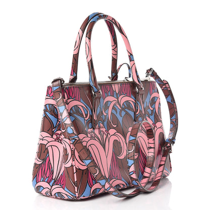 Prada Saffiano Floral Print Small Galleria Double Zip Tote Cotto 3 of 12
