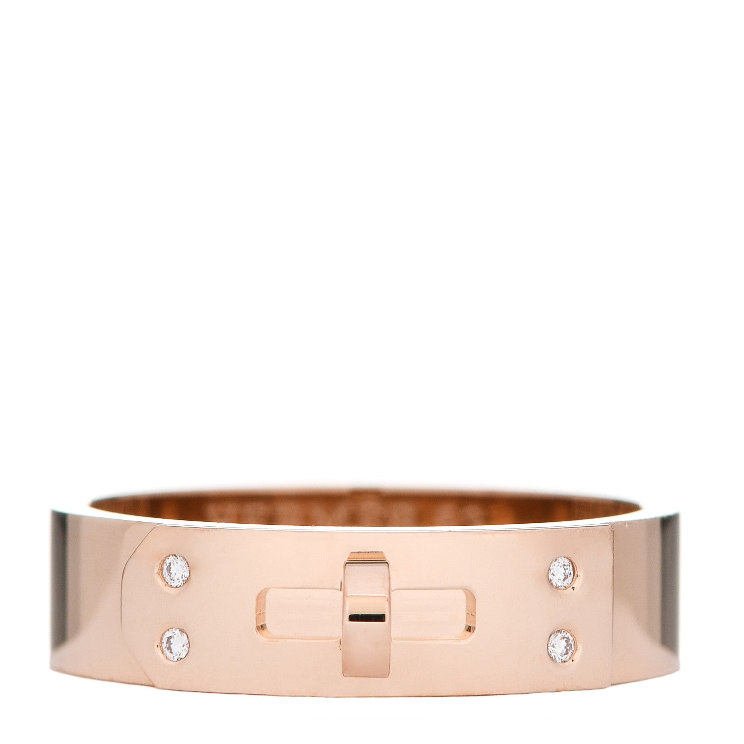 Hermes 18K Rose Gold Diamond PM Kelly Ring 53 6.5 1 of 5