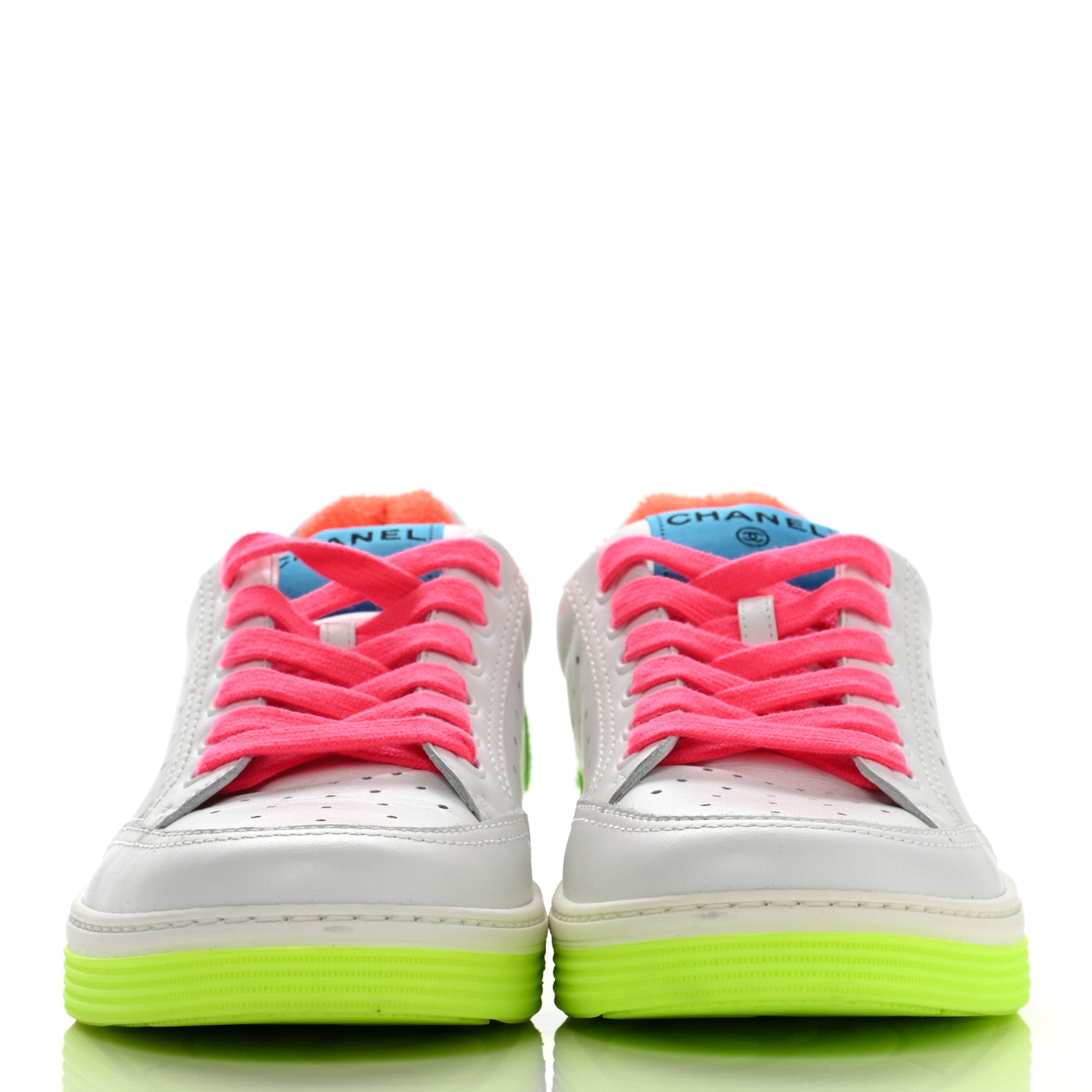 Chanel Calfskin Womens Logo Sneakers 38.5 White Multicolor 2 of 12