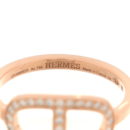 Hermes 18K Rose Gold Diamond MM Chaine d'Ancre Contour Ring 54 6.75 4 of 5